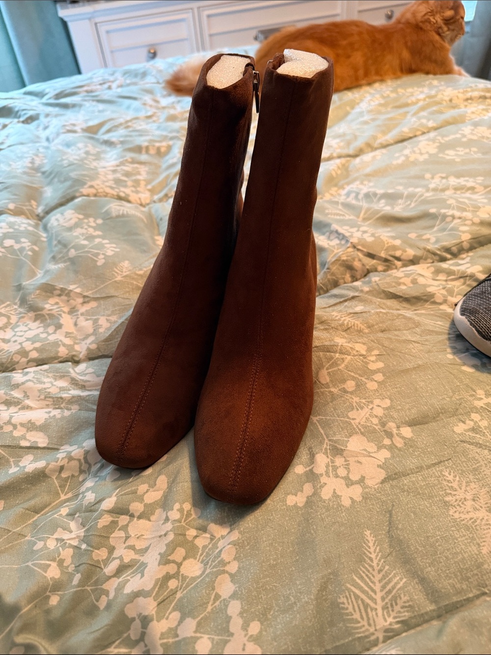 Women's Brown Suede Ankle Boots - Sleek Zip Closure
